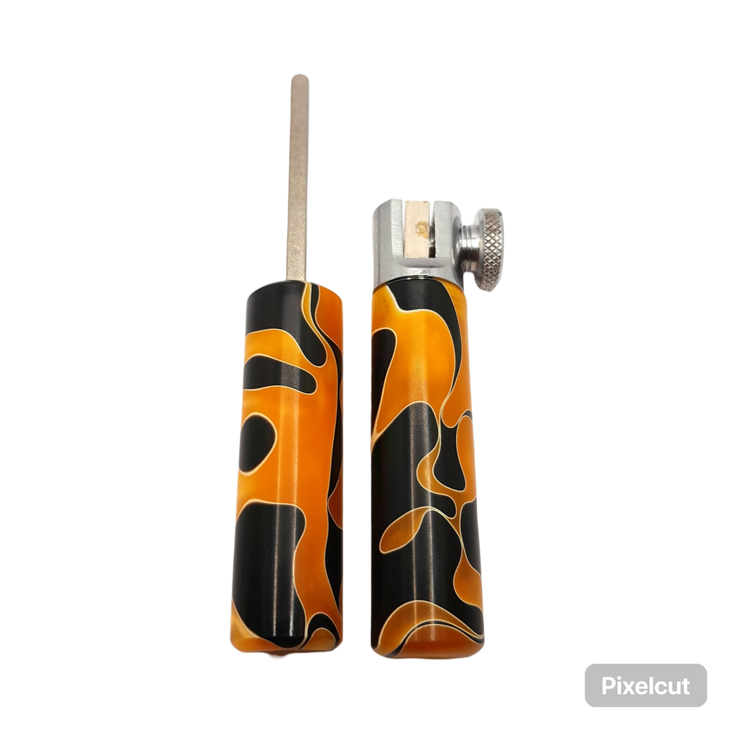 Orange, Black And White Marbled Bobbins