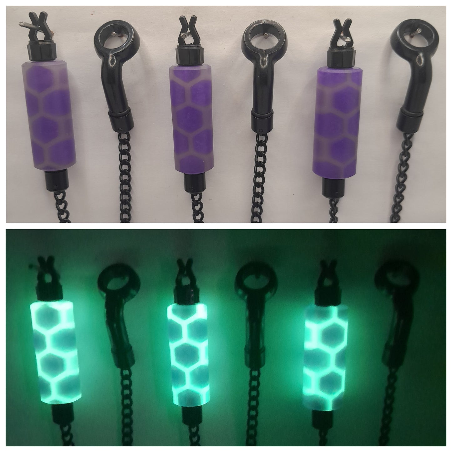 Set of 3 Purple Honeycomb Glow In The Dark Bobby's Bobbins Ref Glow 1