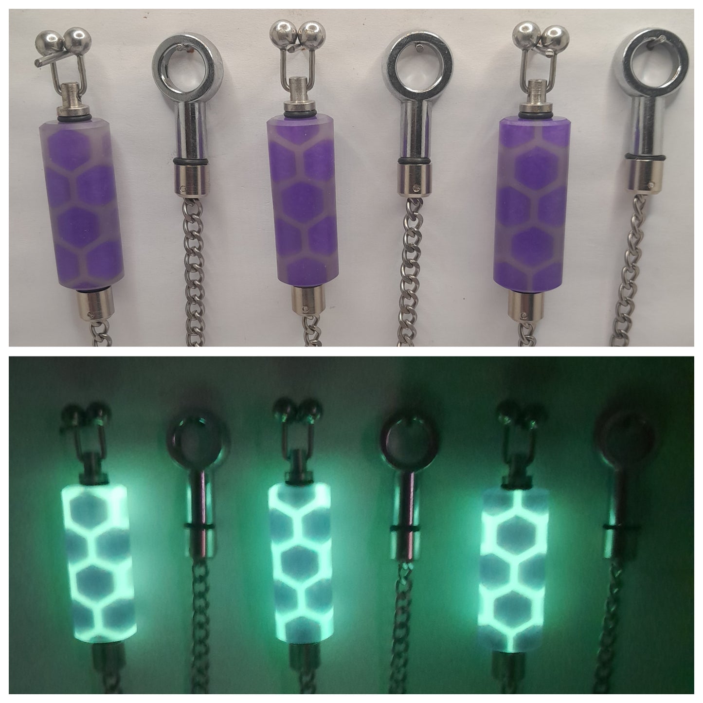 Set of 3 Purple Honeycomb Glow In The Dark Bobby's Bobbins Ref Glow 1