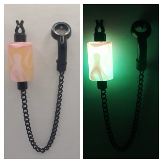 Glow In The Dark Bobby's Pink Marbled Bobbin With Black Or Stainless Chain