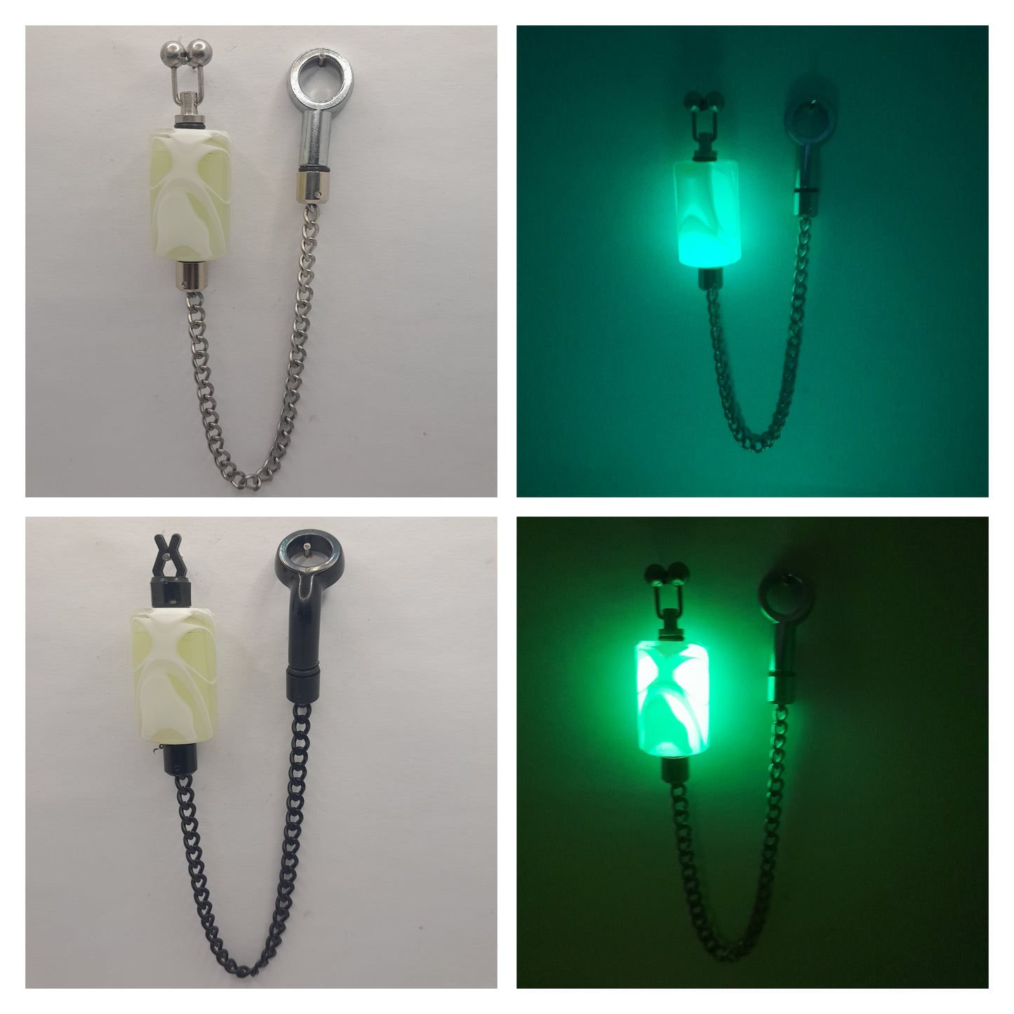 Glow In The Dark Bobby's Fluro White Marbled Bobbin With Black OrvStainless Chain