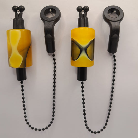 Set of 2 Yellow Metallic Camo Marbled Bobbins Ref 34